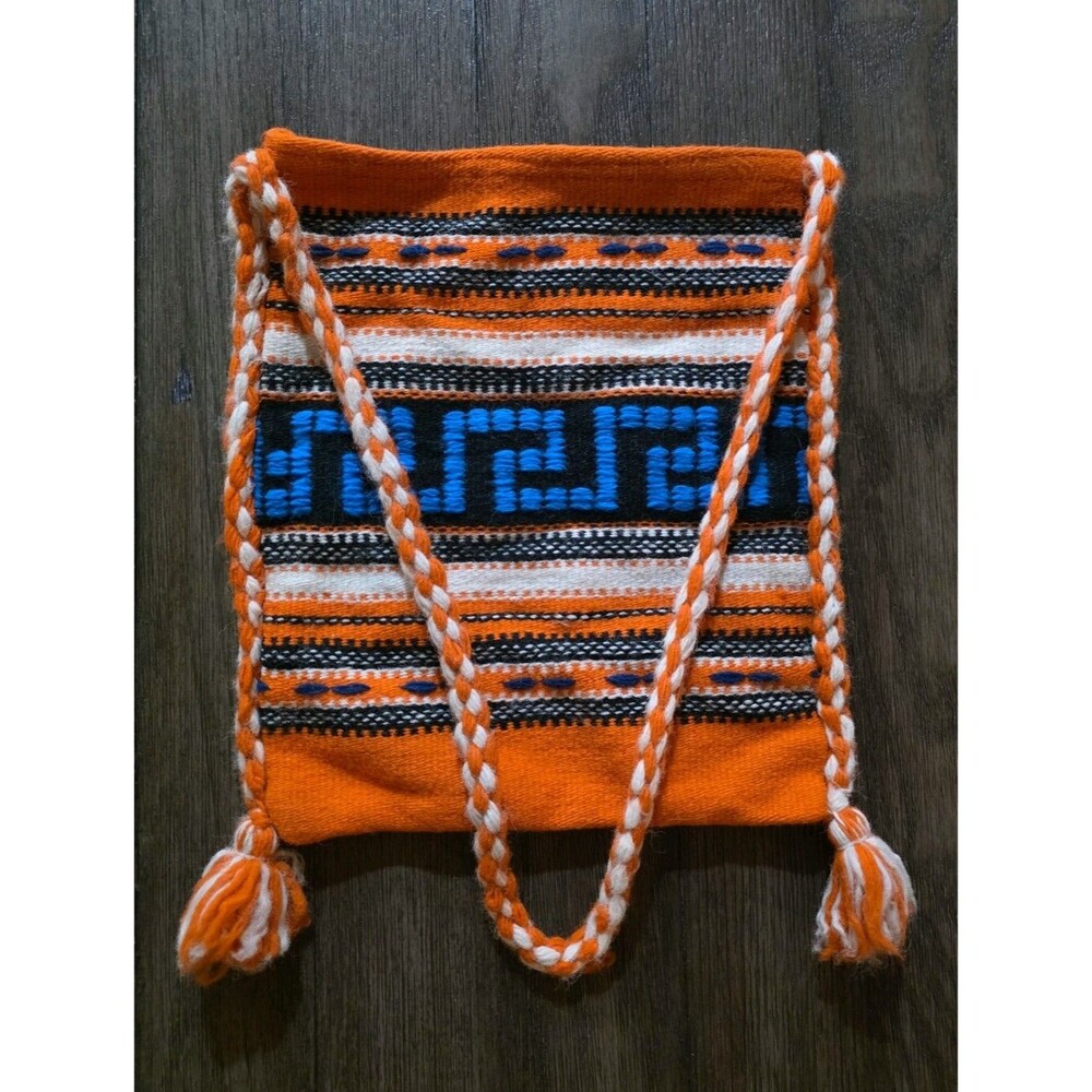 Cross Body Hand Bag Tote - Vintage 1970s Handwoven Hippie Bag Made in Greece